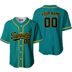 Custom Aqua Black Yellow Custom Baseball Jerseys For Men & Women