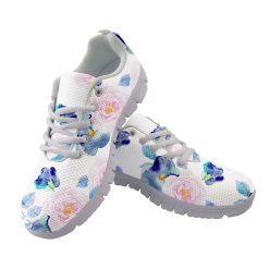 Watercolor Pattern Of Roses Violets On White Background Running Shoes Sport Sneakers