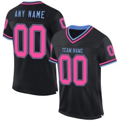 Black Pink-Light Blue Mesh Throwback Custom Football Jerseys For Men & Women