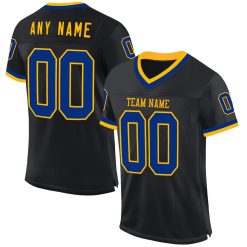 Black Royal-Gold Mesh Throwback Custom Football Jerseys For Men & Women