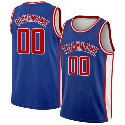 Royal Red-White Geometric Shapes And Side Stripes City Edition Custom Basketball Jerseys For Men & Women