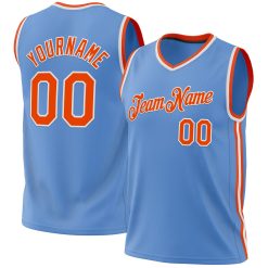 Light Blue Orange-White Throwback Custom Basketball Jerseys For Men & Women