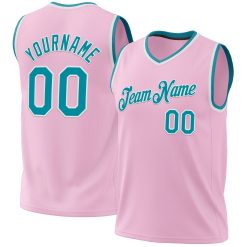 Light Pink Teal-White Throwback Custom Basketball Jerseys For Men & Women