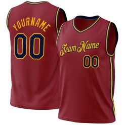 Maroon Navy-Gold Throwback Custom Basketball Jerseys For Men & Women