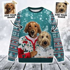Custom Pet Ugly Christmas Sweater Personalized Mutiple Pets Face on Funny Ugly Christmas Sweater Custom knit sweaters For Dog Lovers Friend Family