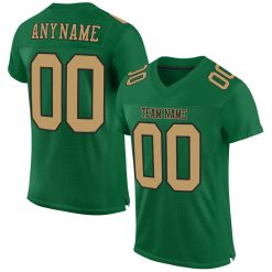 Custom Kelly Green Old Gold-Black Mesh Football Jersey For Men & Women