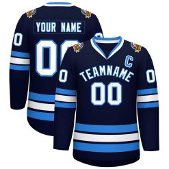 Navy White-Powder Blue Classic Style Custom Hockey Jersey For Men & Women
