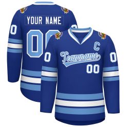 Royal Light Blue-White Classic Style Custom Hockey Jersey For Men & Women