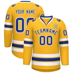 Gold Royal-White Classic Style Custom Hockey Jersey For Men & Women