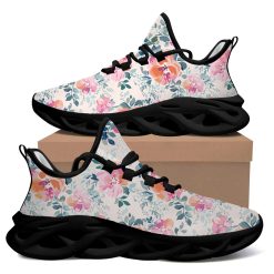 Watercolor Pink And Orange Flowers And Leaves Branches Design Max Soul Shoes Sport Sneakers