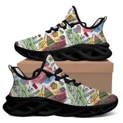Watercolor New York Symbols Doodle Art Max Soul Shoes Sport Sneakers