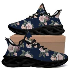 Watercolor Vintage Multicolor Rose Bouquet On Dark Blue Design Max Soul Shoes Sport Sneakers