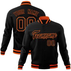 Black Black-Orange Classic Style Custom Letterman Varsity Jacket For Men & Women