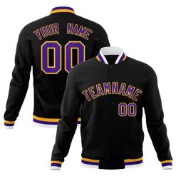Black Purple-Gold Classic Style Custom Letterman Varsity Jacket For Men & Women