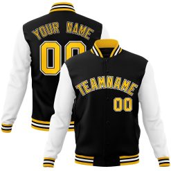Black Gold-Black Custom Letterman Varsity Jacket For Men & Women