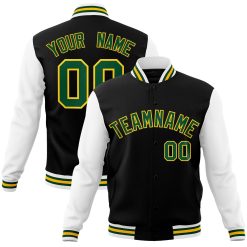 Black Green-Gold Custom Letterman Varsity Jacket For Men & Women