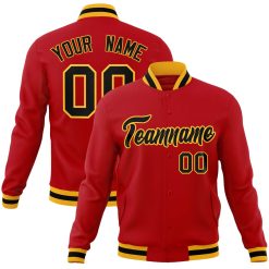 Red Black-Gold Classic Style Custom Letterman Varsity Jacket For Men & Women