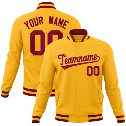 Gold Crimson Classic Style Custom Letterman Varsity Jacket For Men & Women