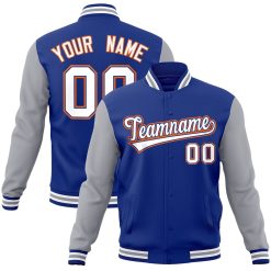 Royal White-Royal Custom Letterman Varsity Jacket For Men & Women